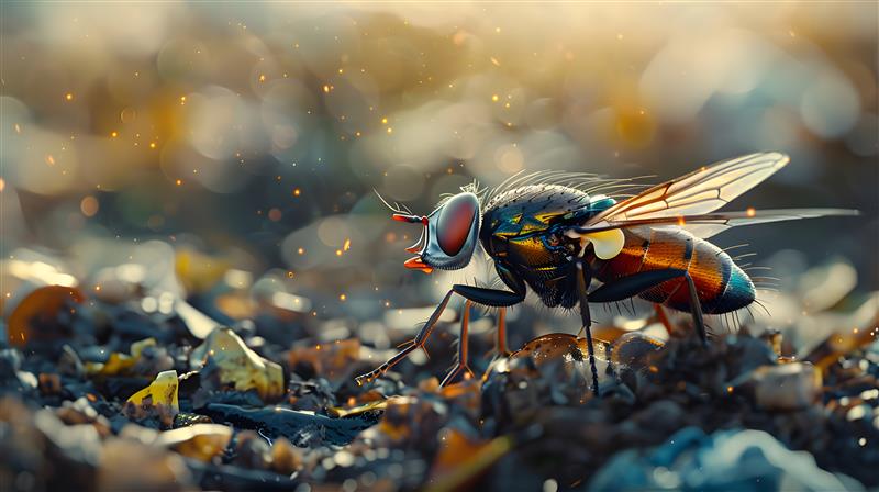 A fly on top of a land