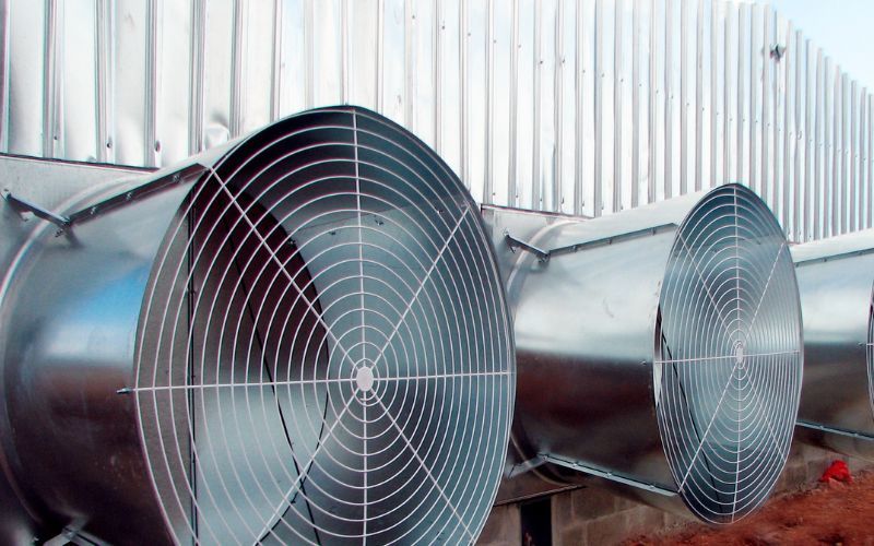 a fan system outside the barn
