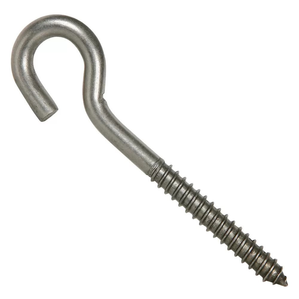 1/4" x 3 1/2" Stainless Steel Screw Hook - QC Supply -