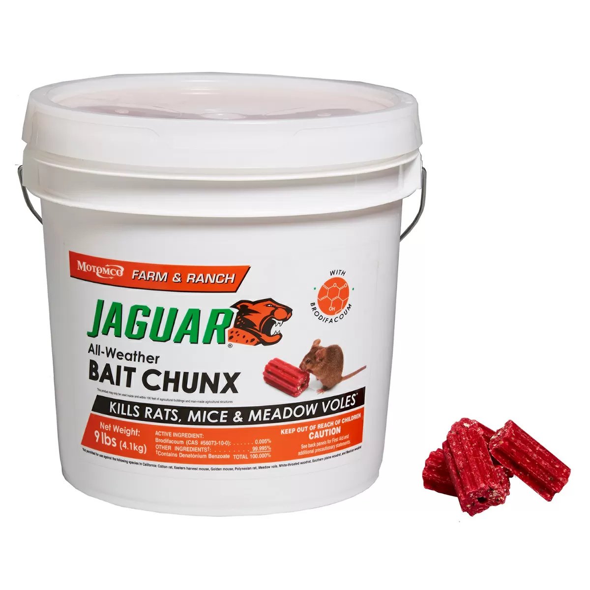 Motomco Jaguar AllWeather Rat Bait Chunx Bucket 9 lbs.