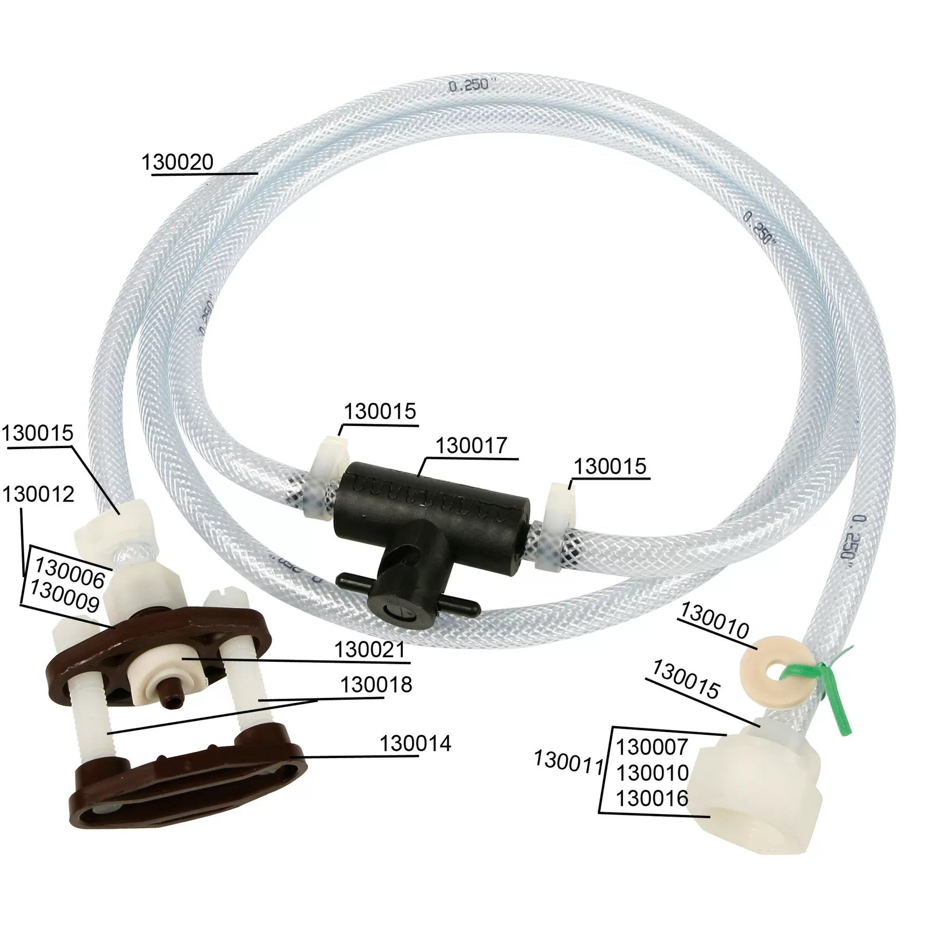 6' Plumbing Kit with InLine Shut Off & Clear Hose Parts - QC Supply -