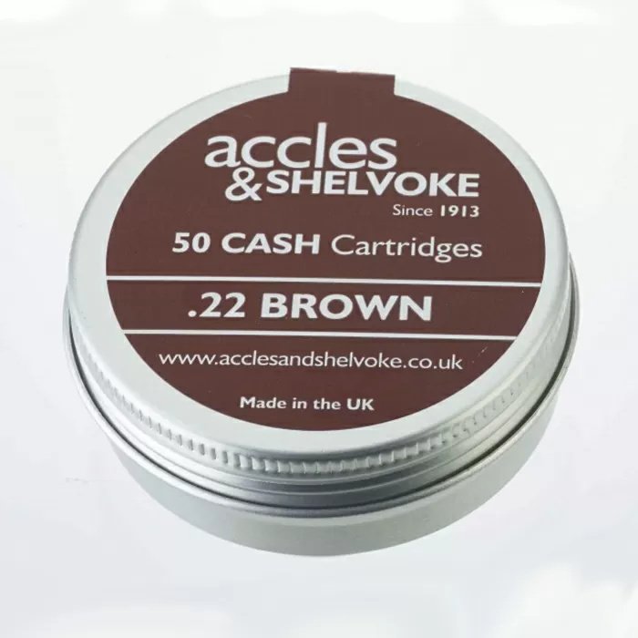 Accles & Shelvoke .22 Caliber Brown 1 Grain Cartridges - 50/Tin - QC Supply -