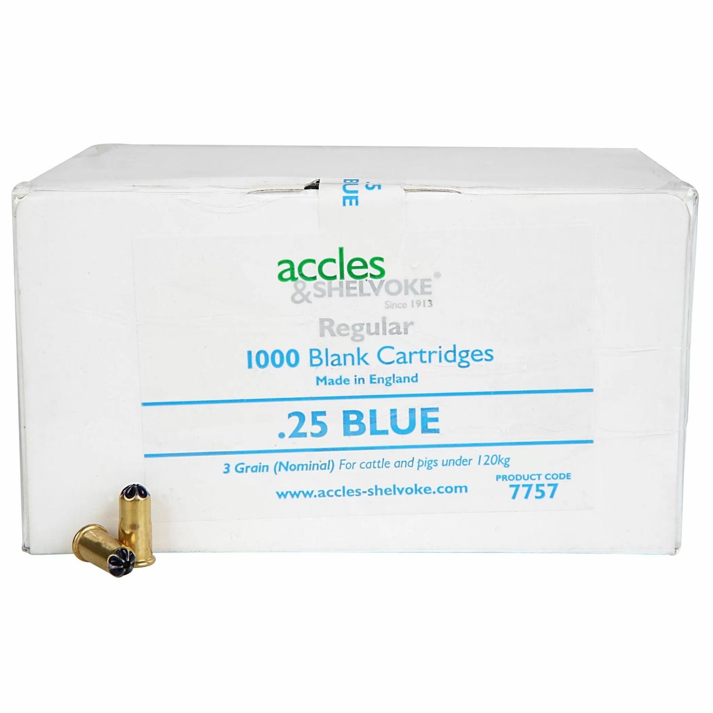 Accles & Shelvoke CASH® .25 Caliber Blue 3 Grain Cartridges - 1,000/Box - QC Supply -