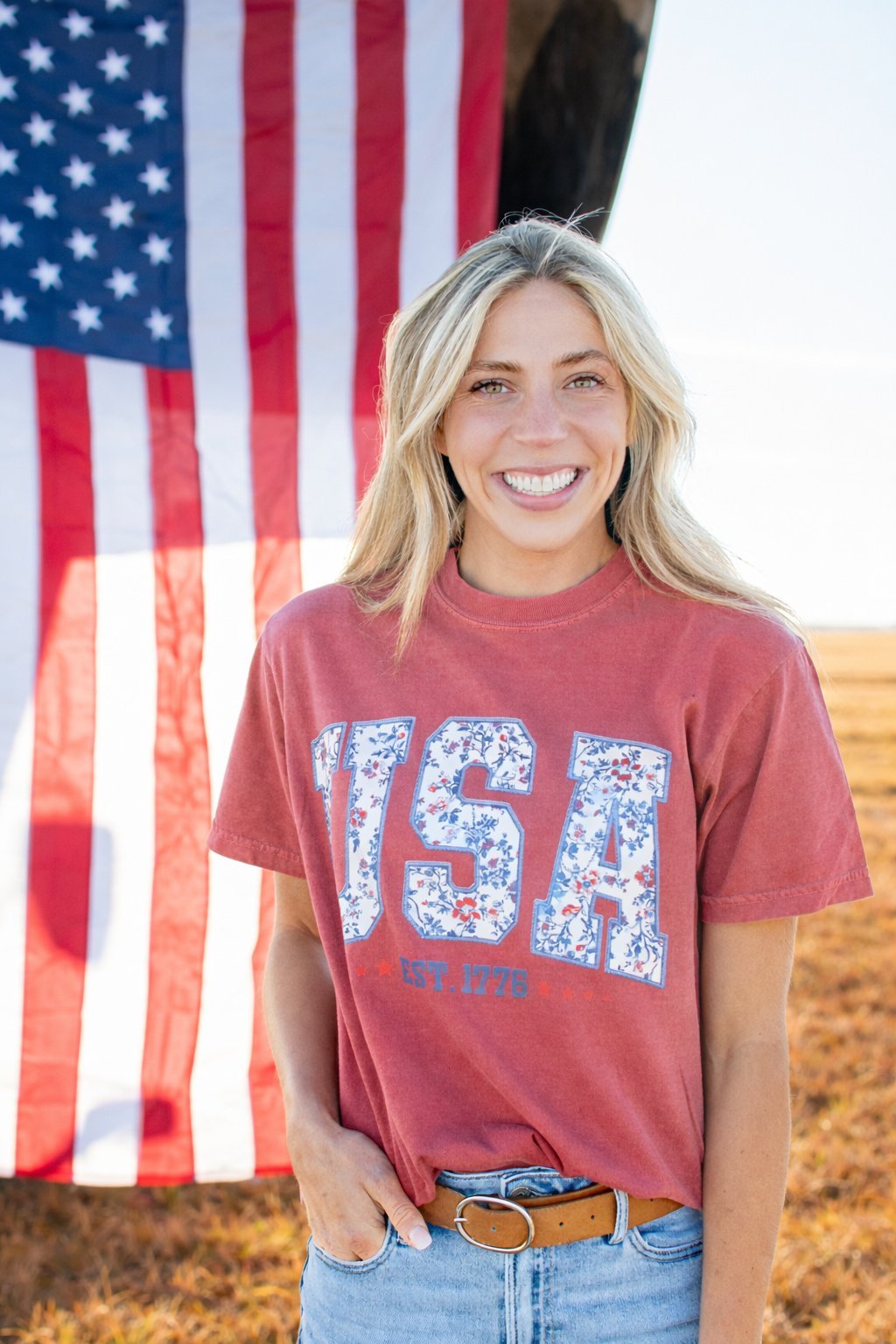 American Farm Co. Patriotic Floral USA T-Shirt - QC Supply -