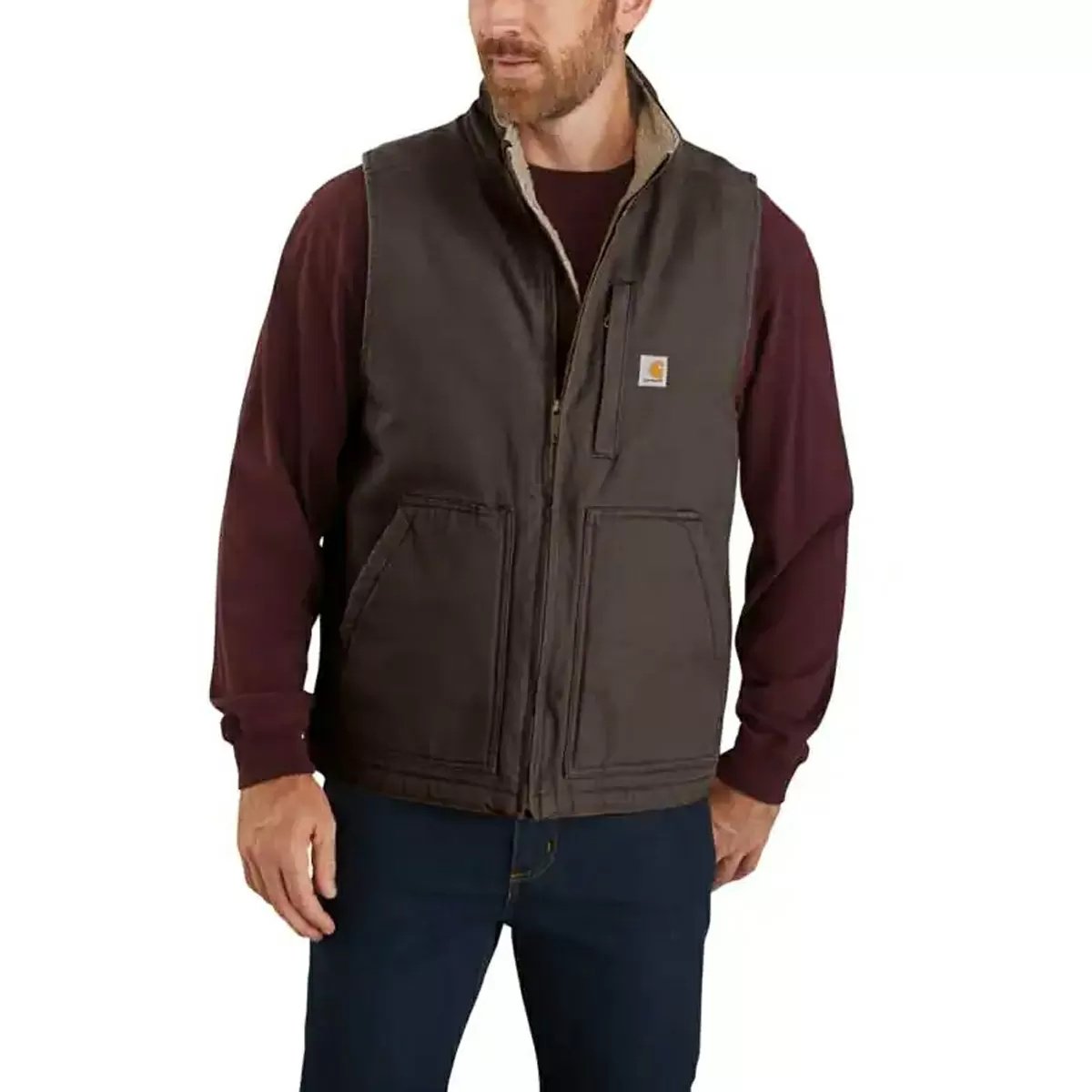 Carhartt® Loose Fit Washed Duck Sherpa - Lined Mock - Neck Vest - QC Supply -