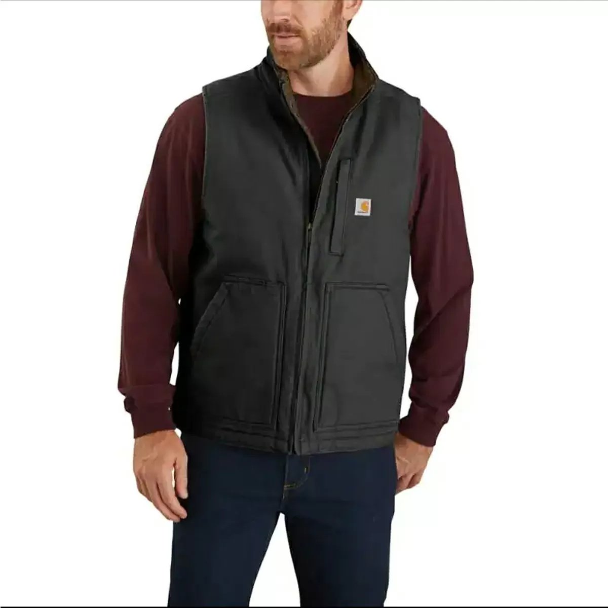 Carhartt® Loose Fit Washed Duck Sherpa - Lined Mock - Neck Vest - QC Supply -