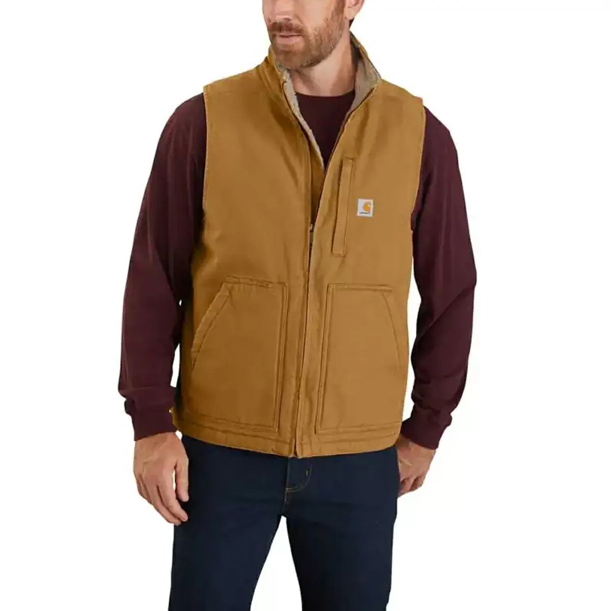 Carhartt® Loose Fit Washed Duck Sherpa - Lined Mock - Neck Vest - QC Supply -