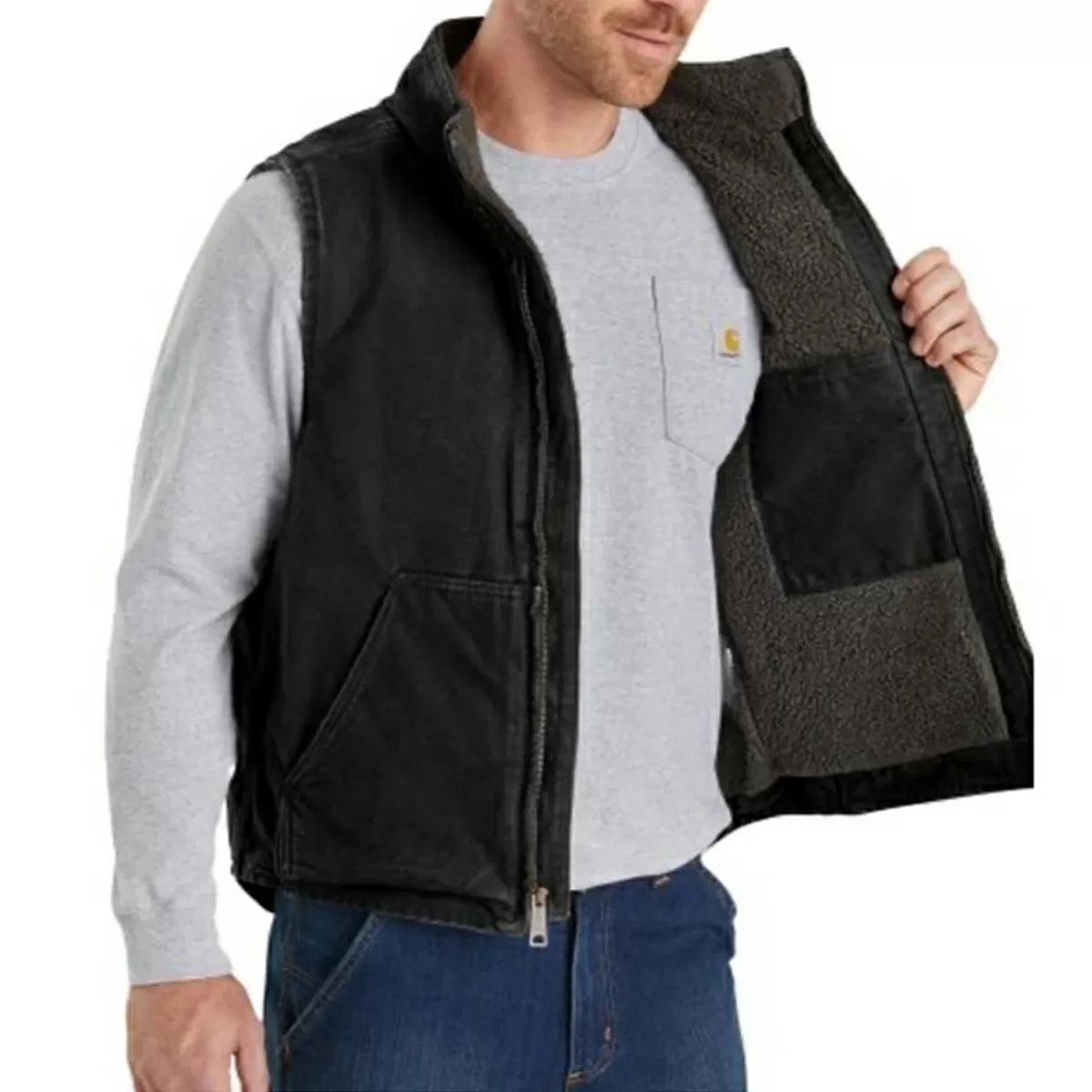 Carhartt® Loose Fit Washed Duck Sherpa - Lined Mock - Neck Vest - QC Supply -