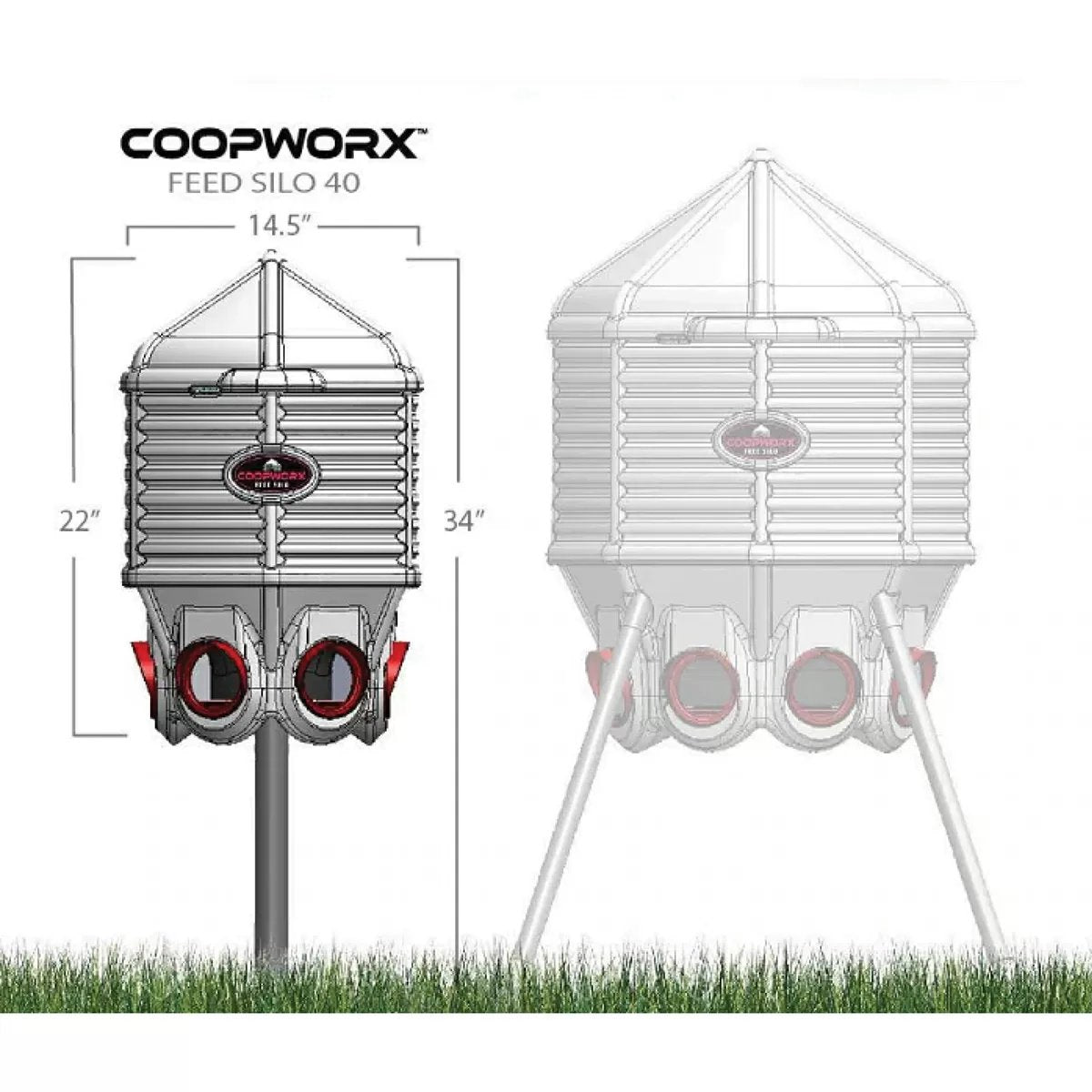 CoopWorx Feed Silo II w/Stake Mount Post - QC Supply -