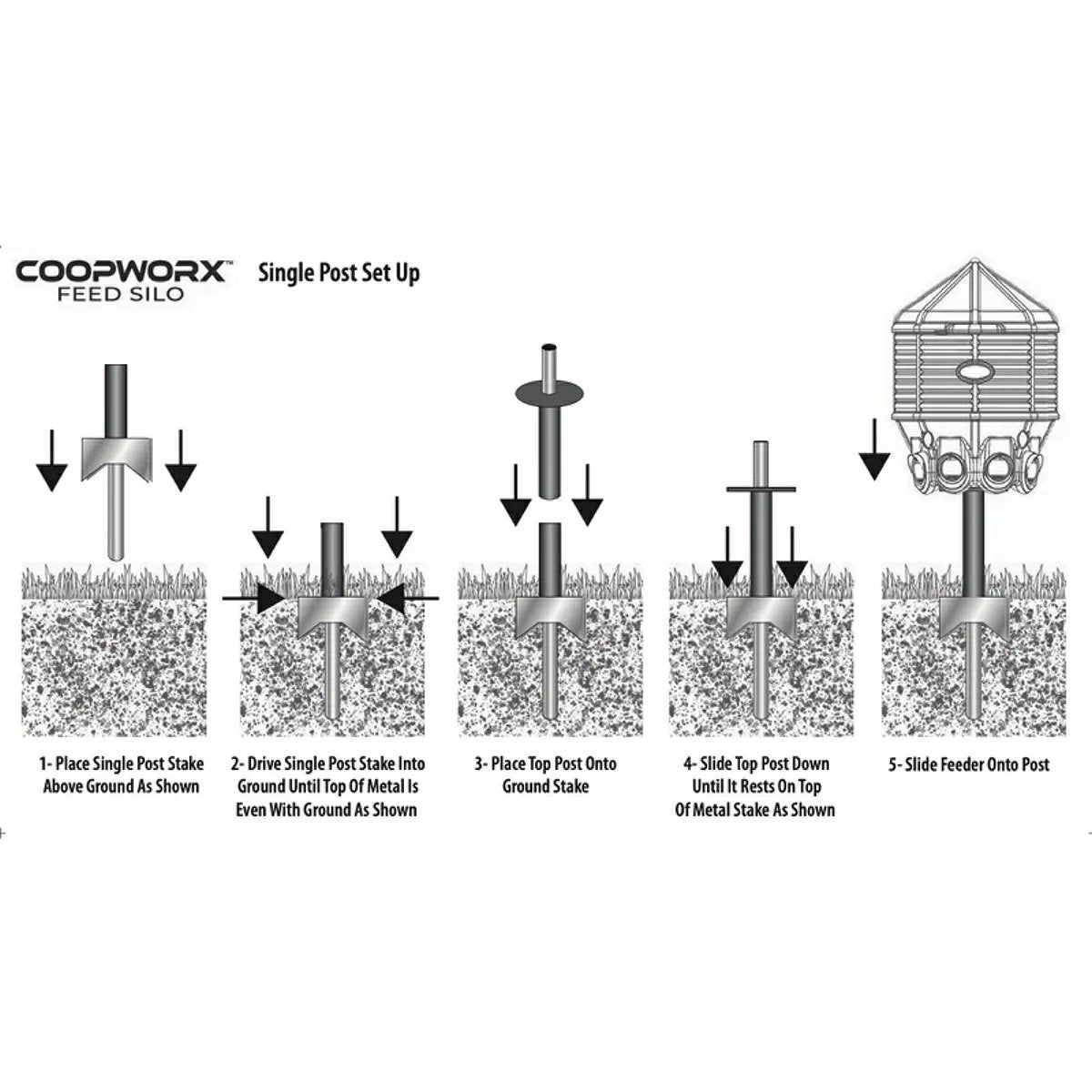 CoopWorx Feed Silo II w/Stake Mount Post - QC Supply -