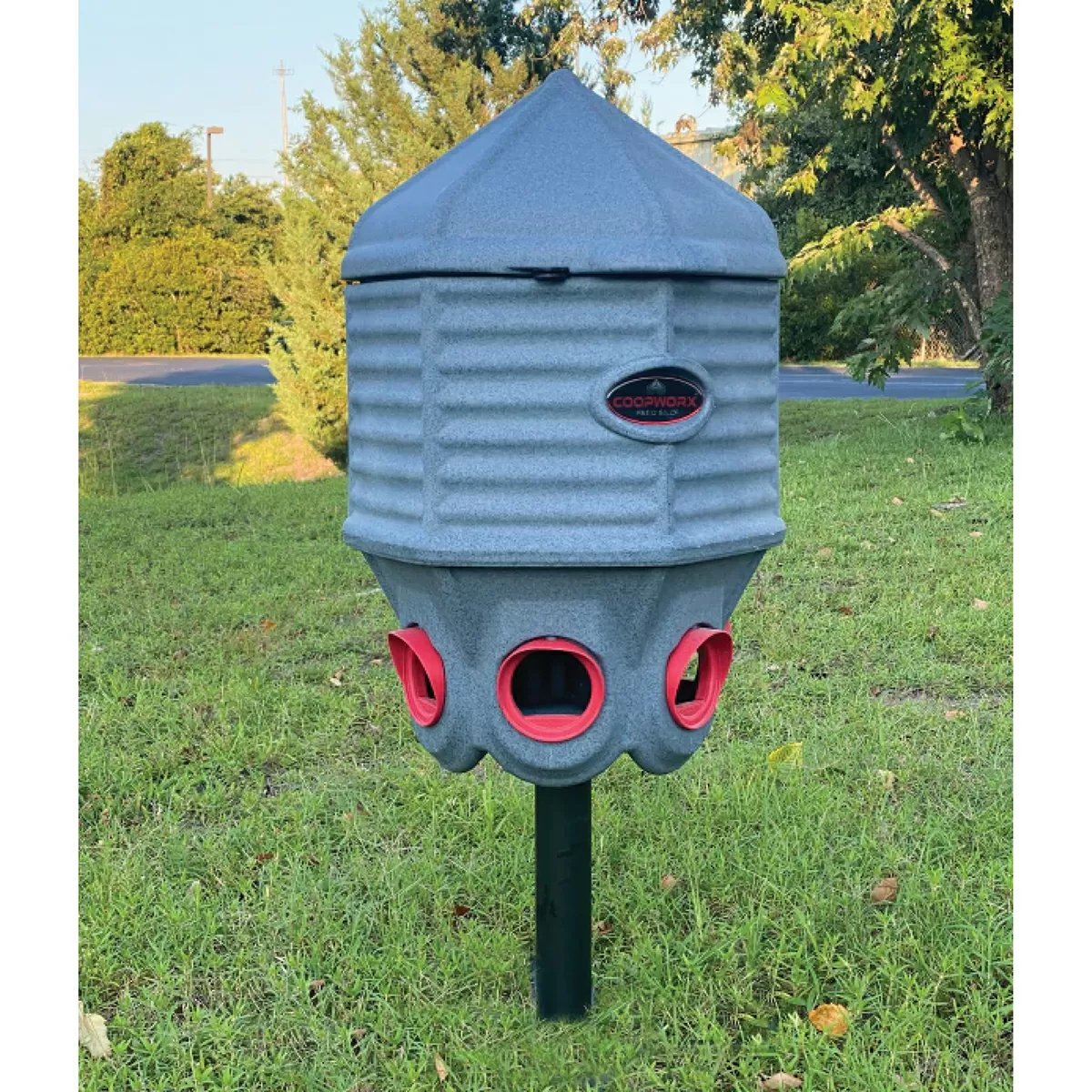 CoopWorx Feed Silo II w/Stake Mount Post - QC Supply -