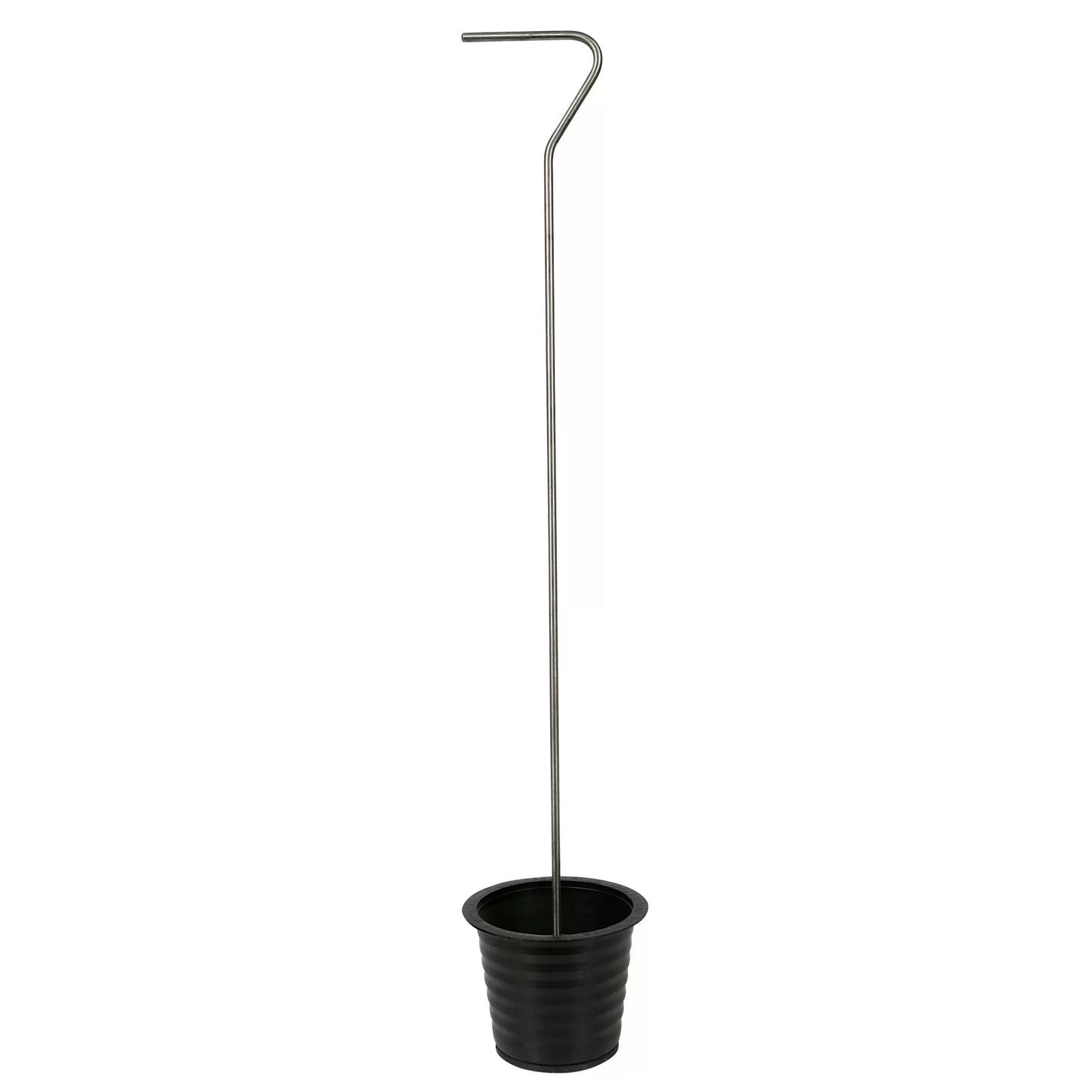 Cup - Style Black Gutter Plug With Stainless Steel Handle - 4" - QC Supply -