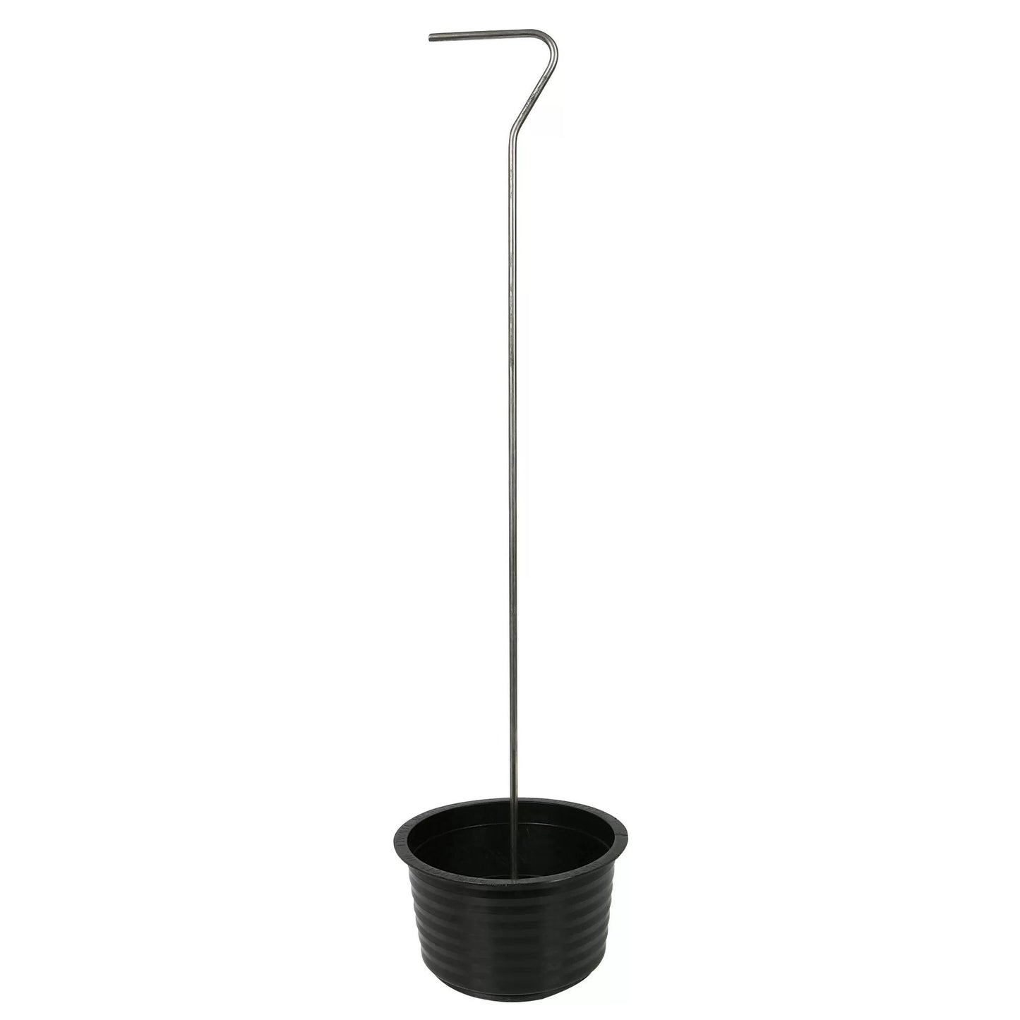 Cup - Style Black Gutter Plug With Stainless Steel Handle - 6" - QC Supply -