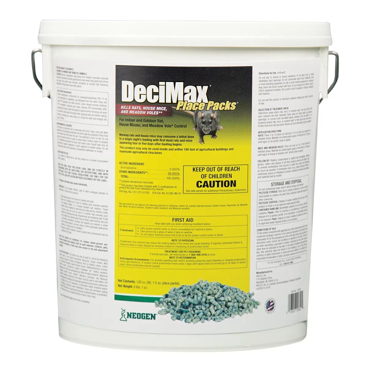 DeciMax® Rodenticide Place Packs - 8 lb Pail - QC Supply -