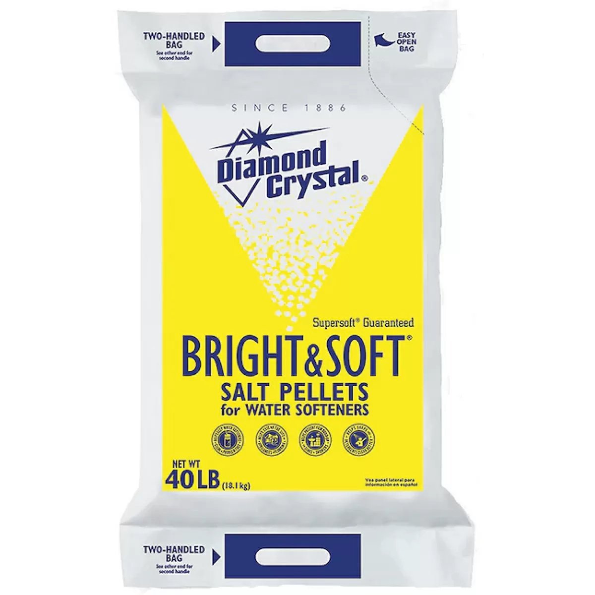 Diamond Crystal® Bright & Soft® Water Softener Salt Pellets - 40 lb Bag - QC Supply -