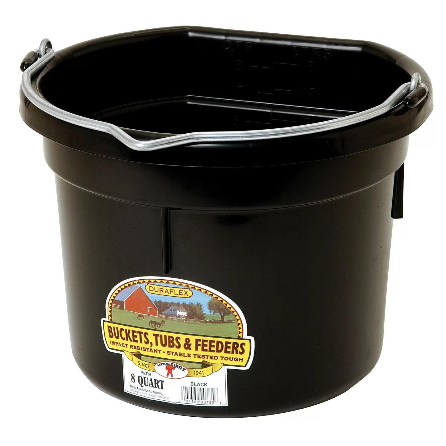 DuraFlex® Plastic Flat Back Bucket - 8 Quart - QC Supply -