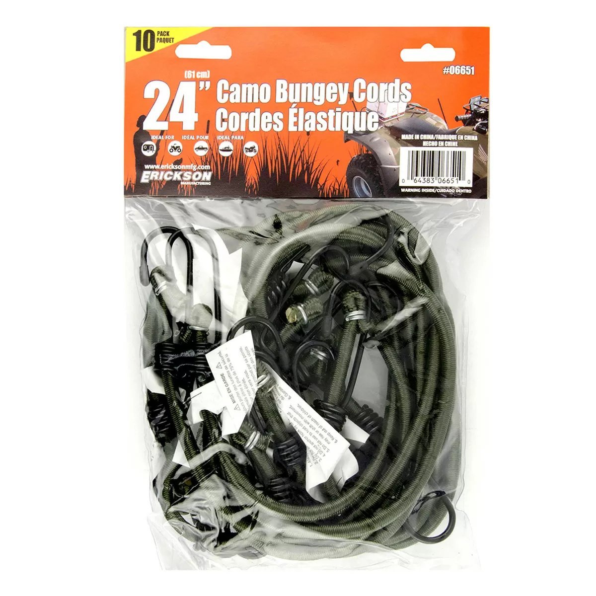 Erickson Manufacturing Bungey Cord 10 - pack - 8mm x 24"В - Camo - QC Supply -