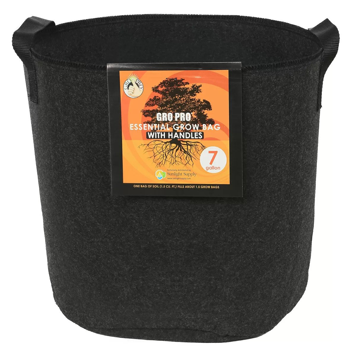 Gro Pro® Essential Round Black Fabric Pot w/Handles - QC Supply -