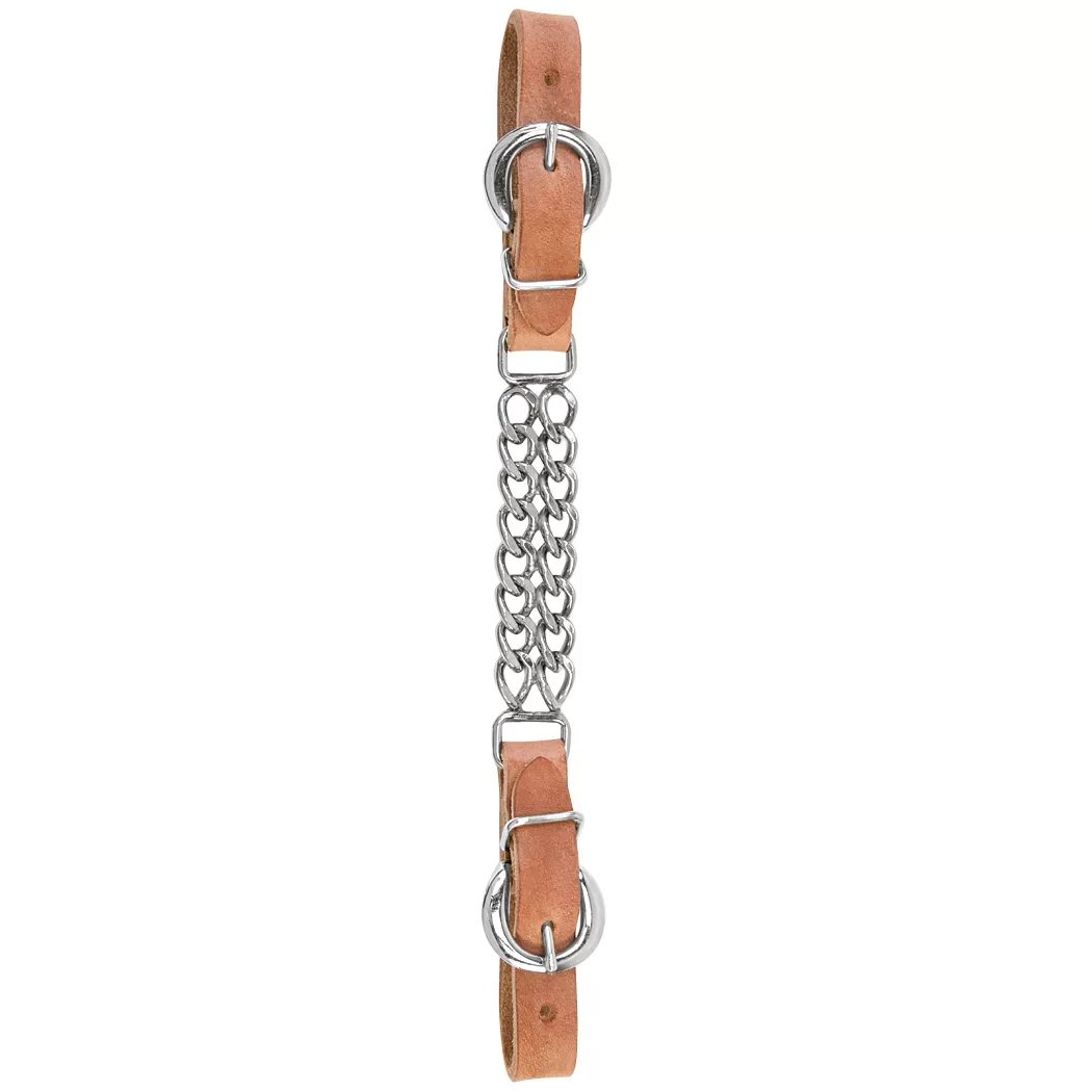 Harness Leather 4 1/2" Double Flat Link Chain Curb Strap - QC Supply -