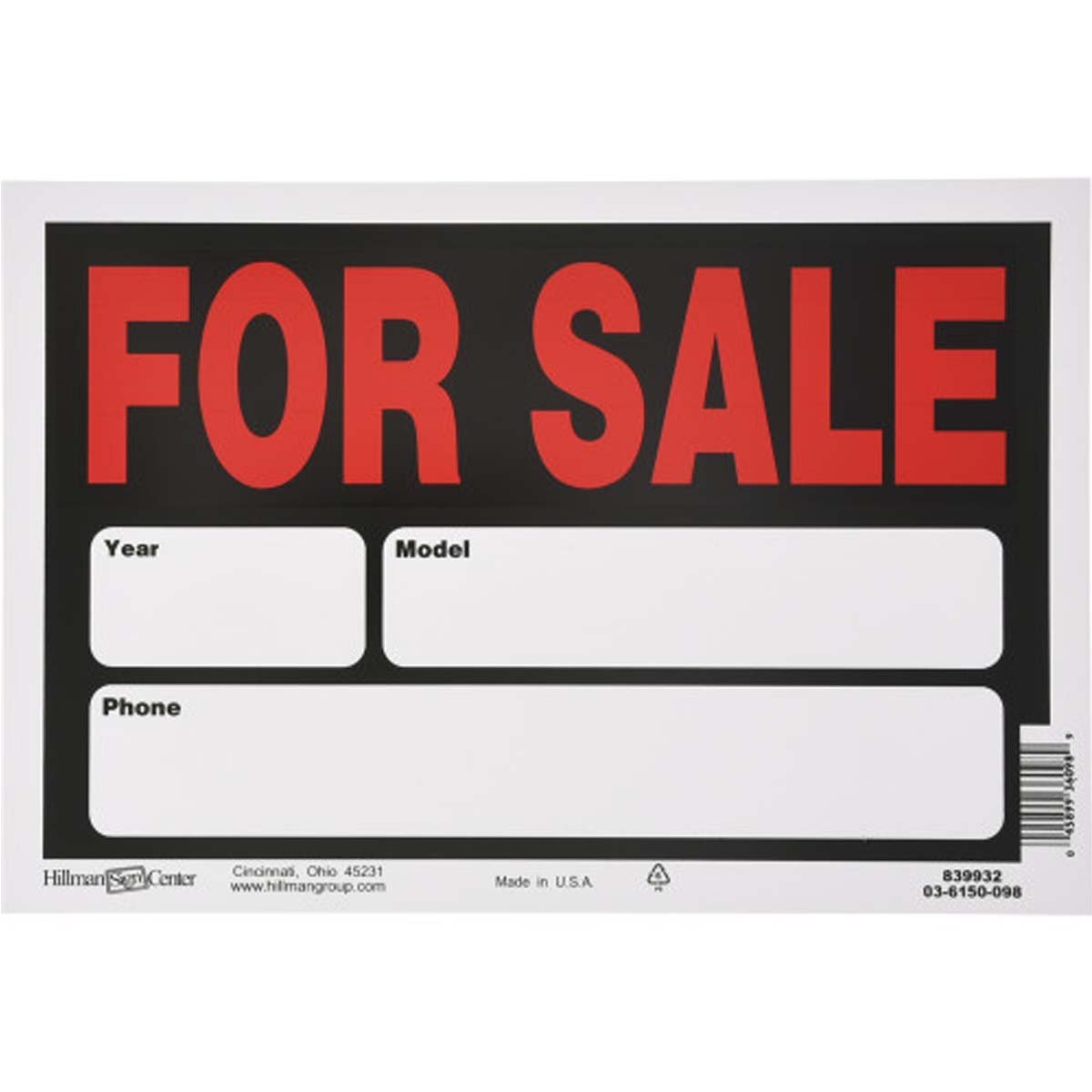 Hillman Automobile For Sale Sign - 8" x 12" - QC Supply -