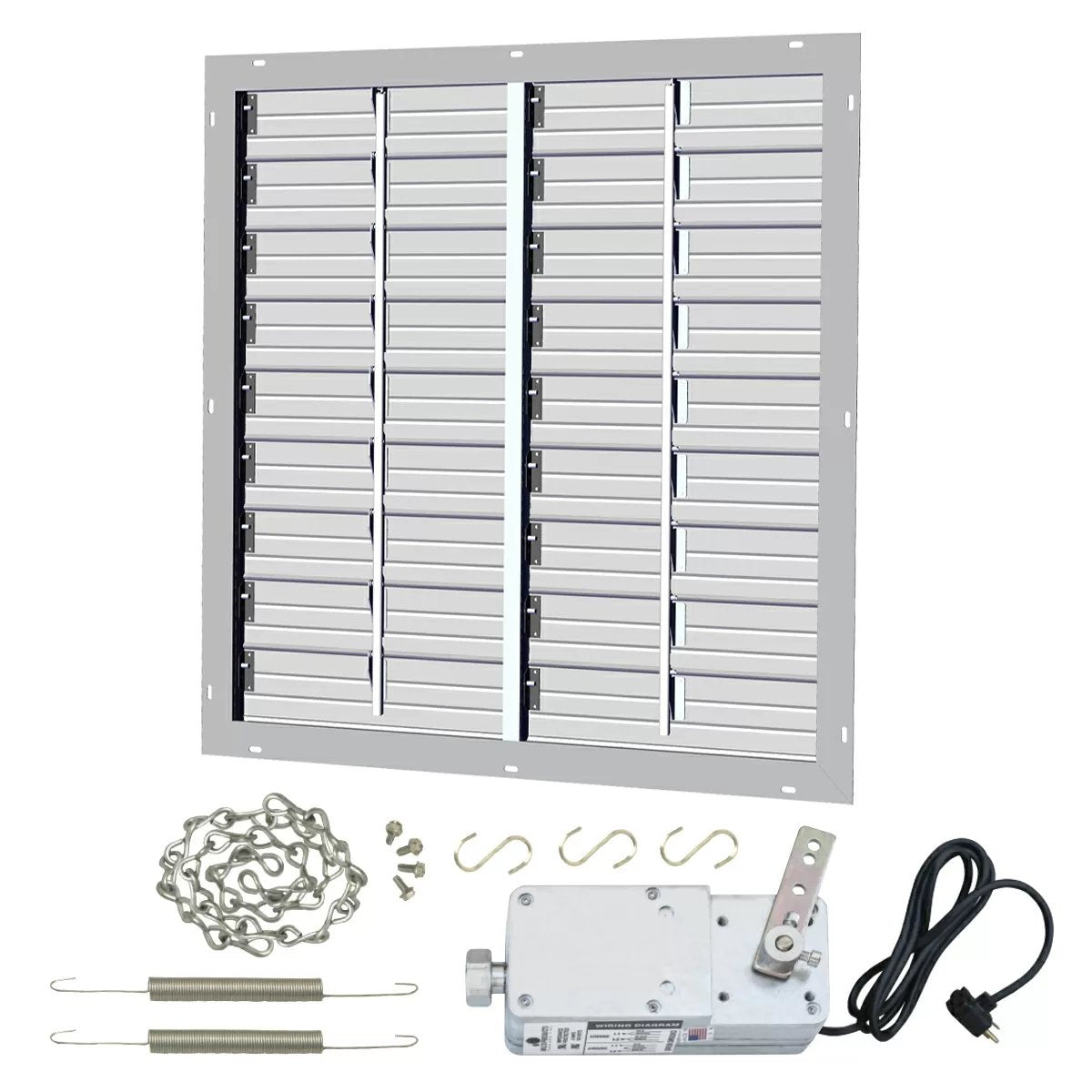 J&D Manufacturing Aluminum Intake Power Shutter with Motorized Kit & Cord - 42" - QC Supply -