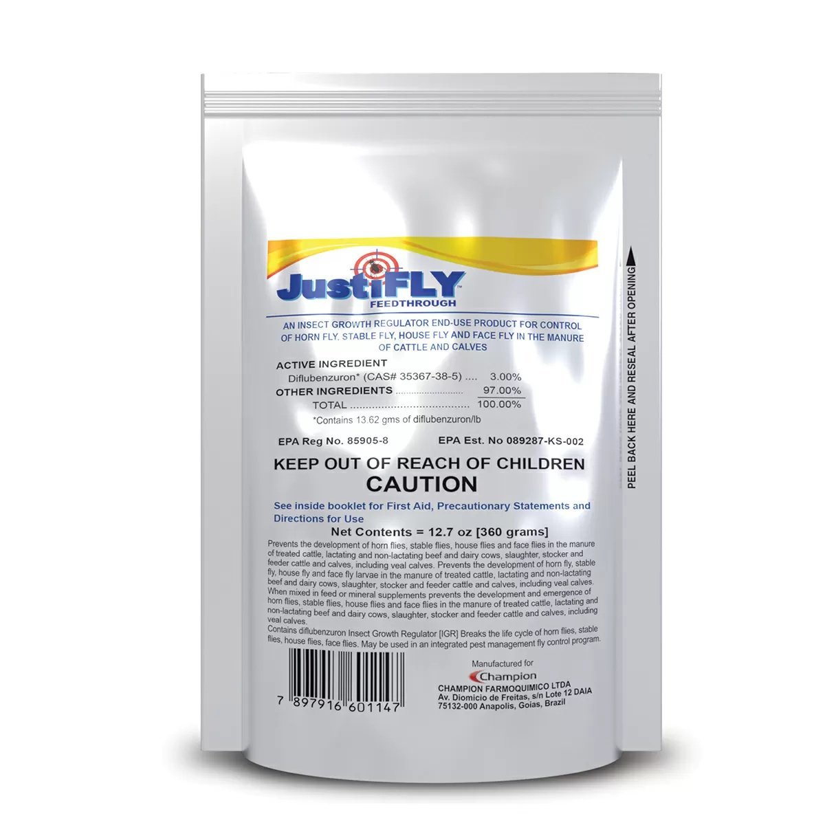 JustiFLY® Cattle Feedthrough 3% - 360 gram - QC Supply -