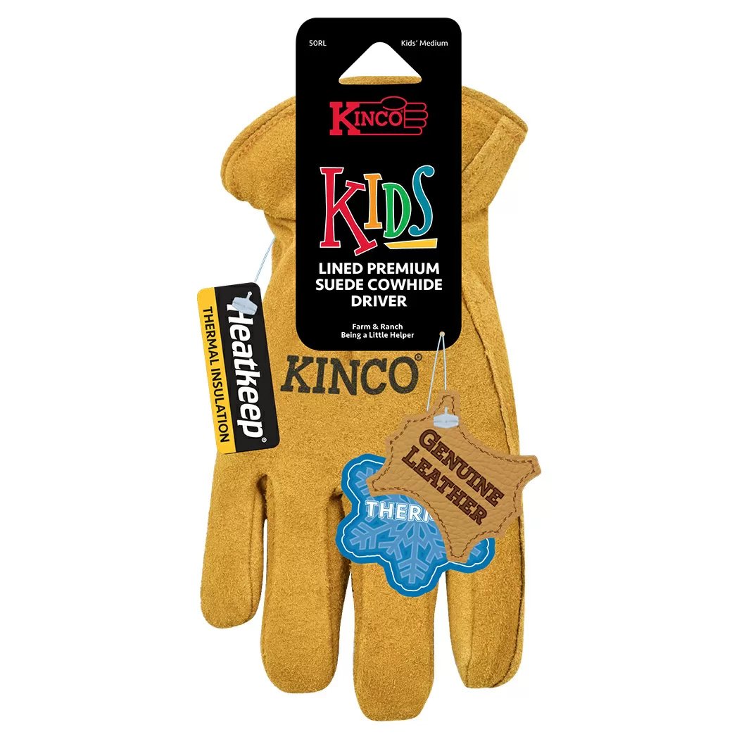 Kinco® Kids' Lined Suede Cowhide Driver Gloves - QC Supply -