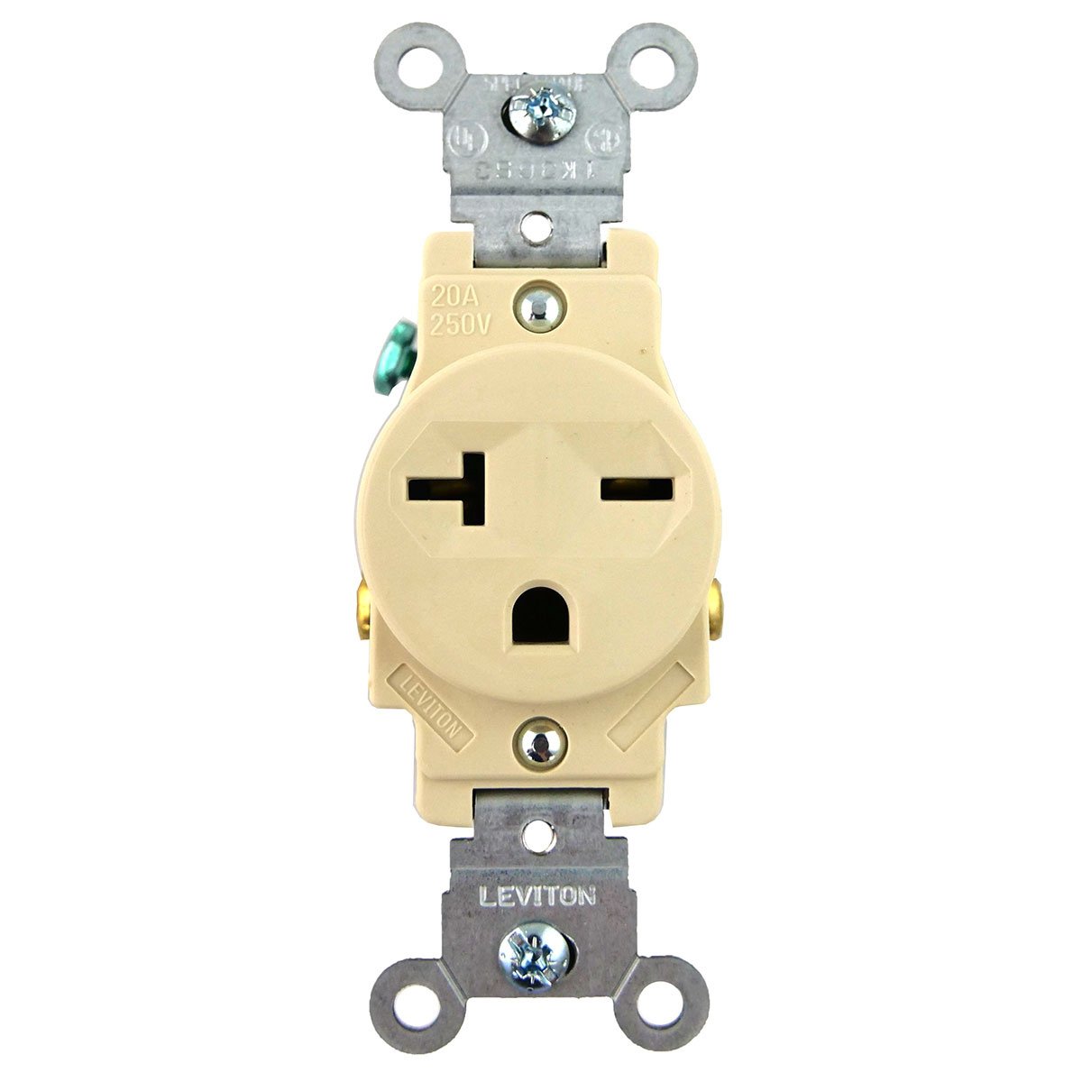 Leviton® Single Receptacle - 20 Amp, 250 Volt - Ivory - QC Supply -