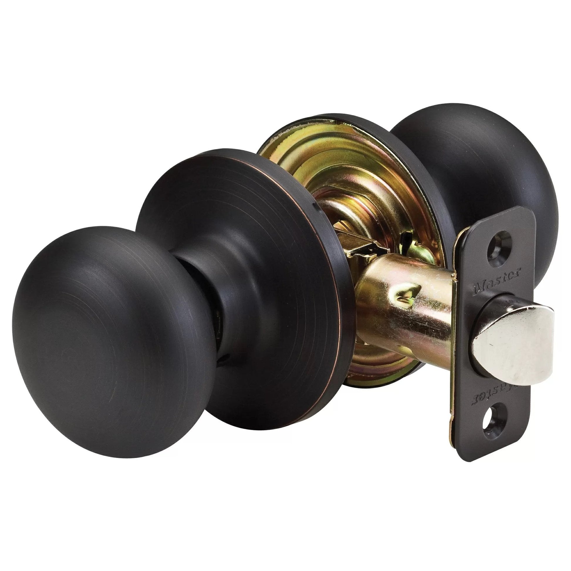 Master Lock® Aged Bronze Biscuit Style Hall and Closet Door Knob - QC Supply -