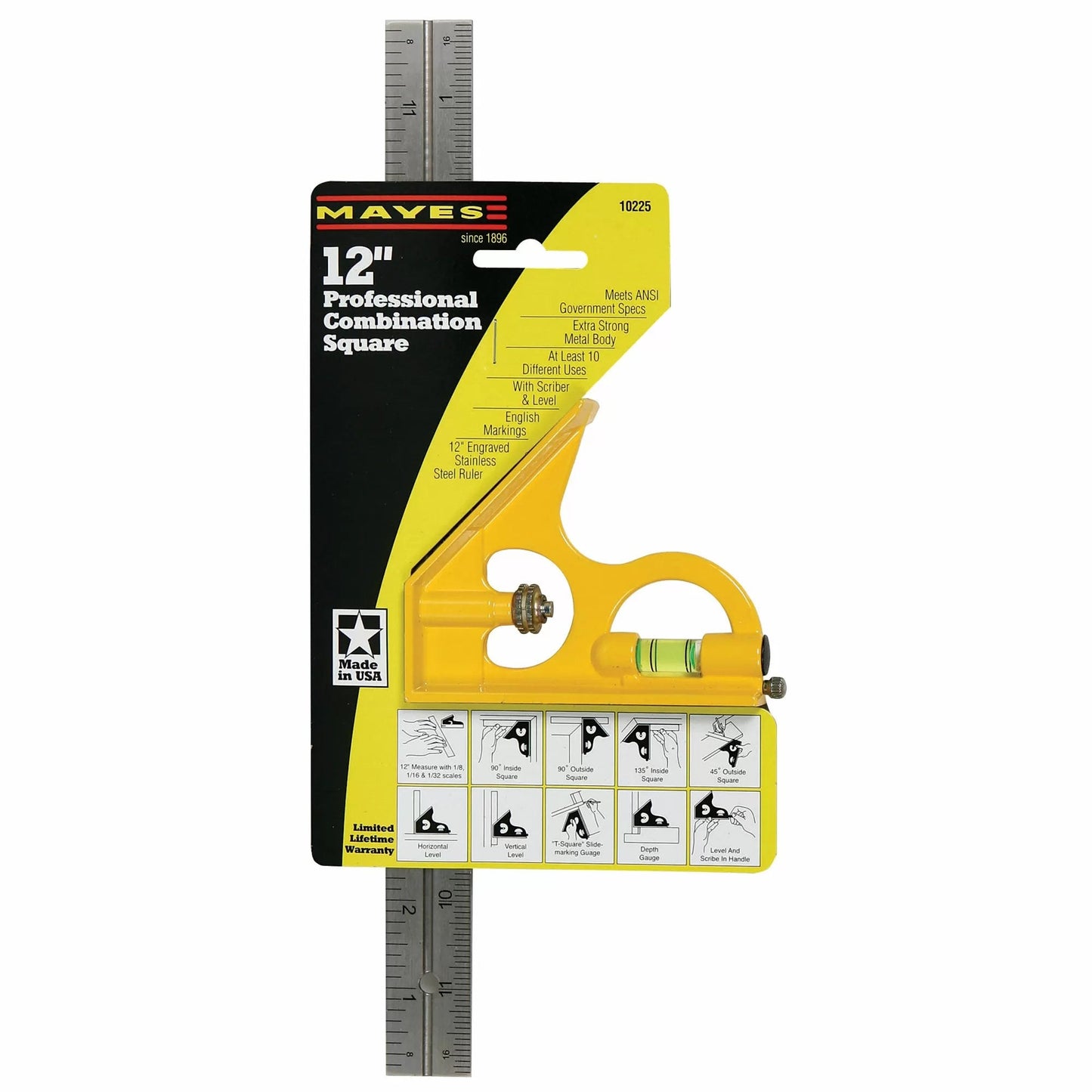 Mayes 12" Zinc Combination Square - QC Supply -