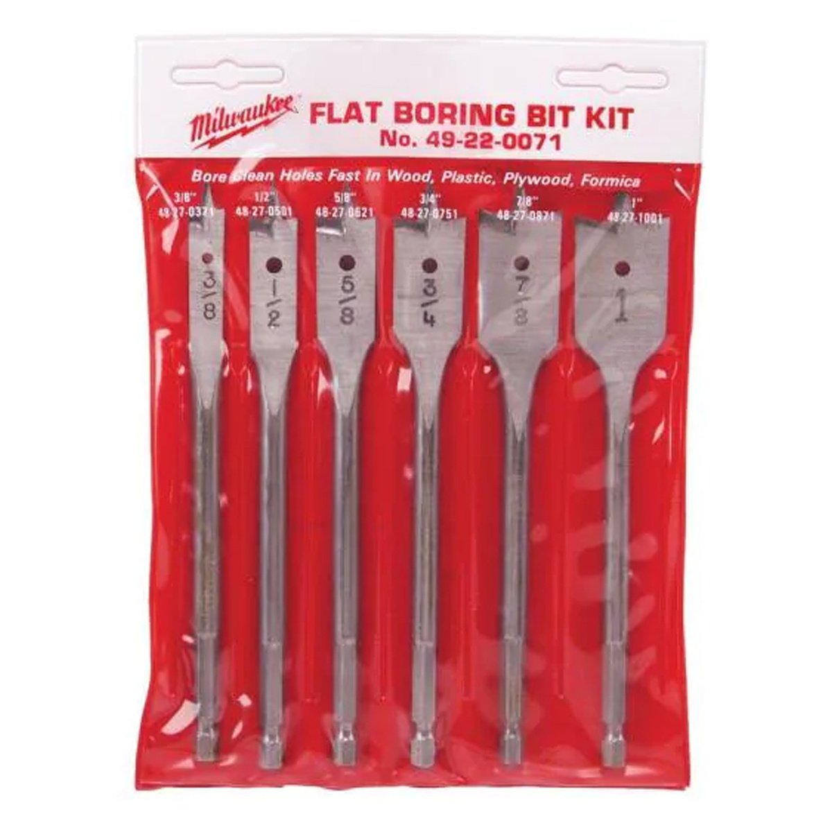 Milwaukee Tool 6" Flat Boring Bit Universal Set - 6 Piece - QC Supply -