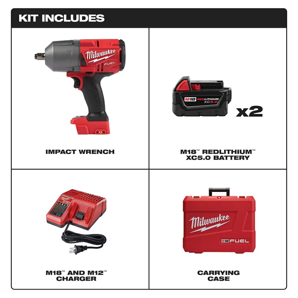 Milwaukee® Tool M18 FUEL™ 1/2" High - Torque Impact Wrench Kit - QC Supply -