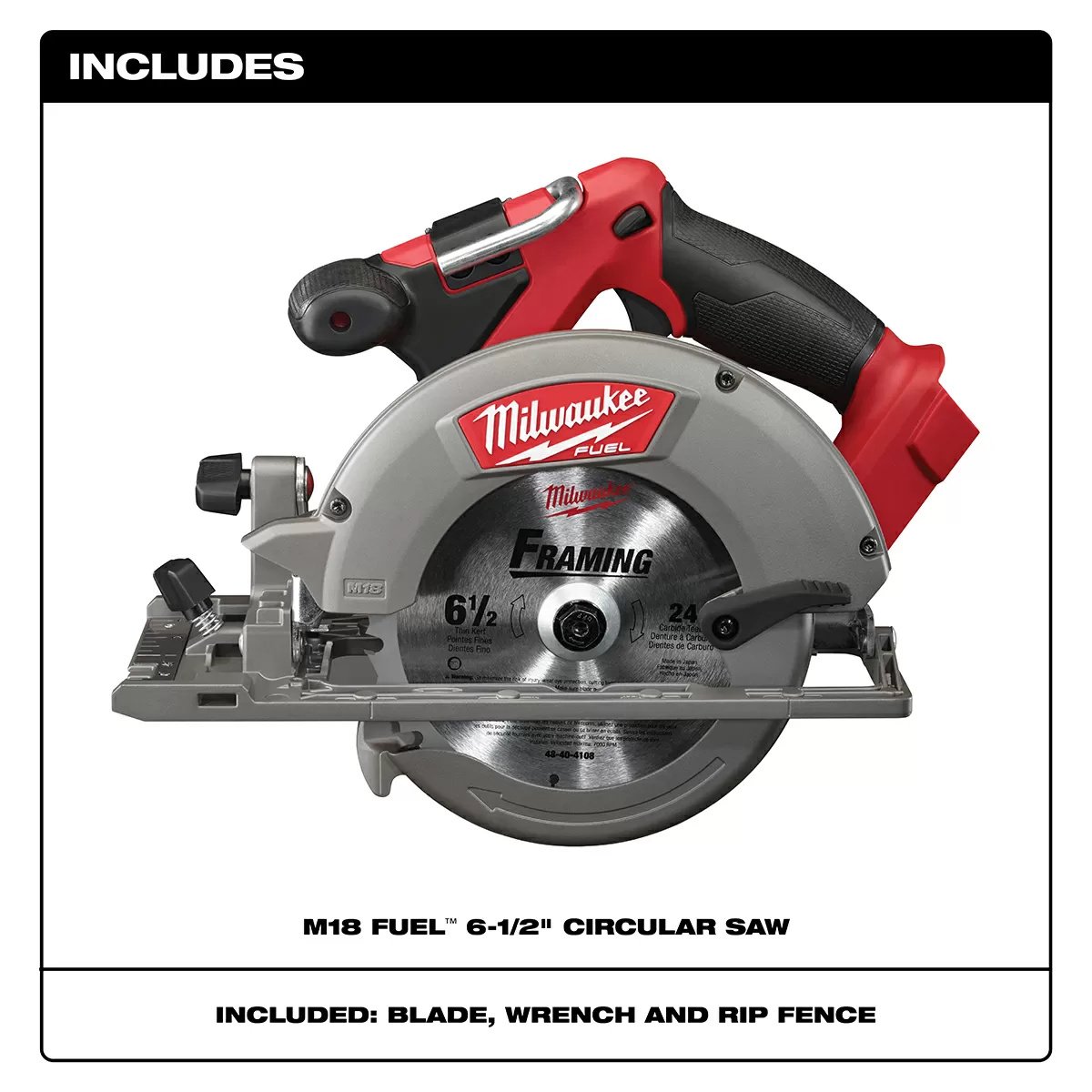 Milwaukee® Tool M18 FUEL™ Circular Saw - 6 1/2" Blade - Tool ONLY - QC Supply -