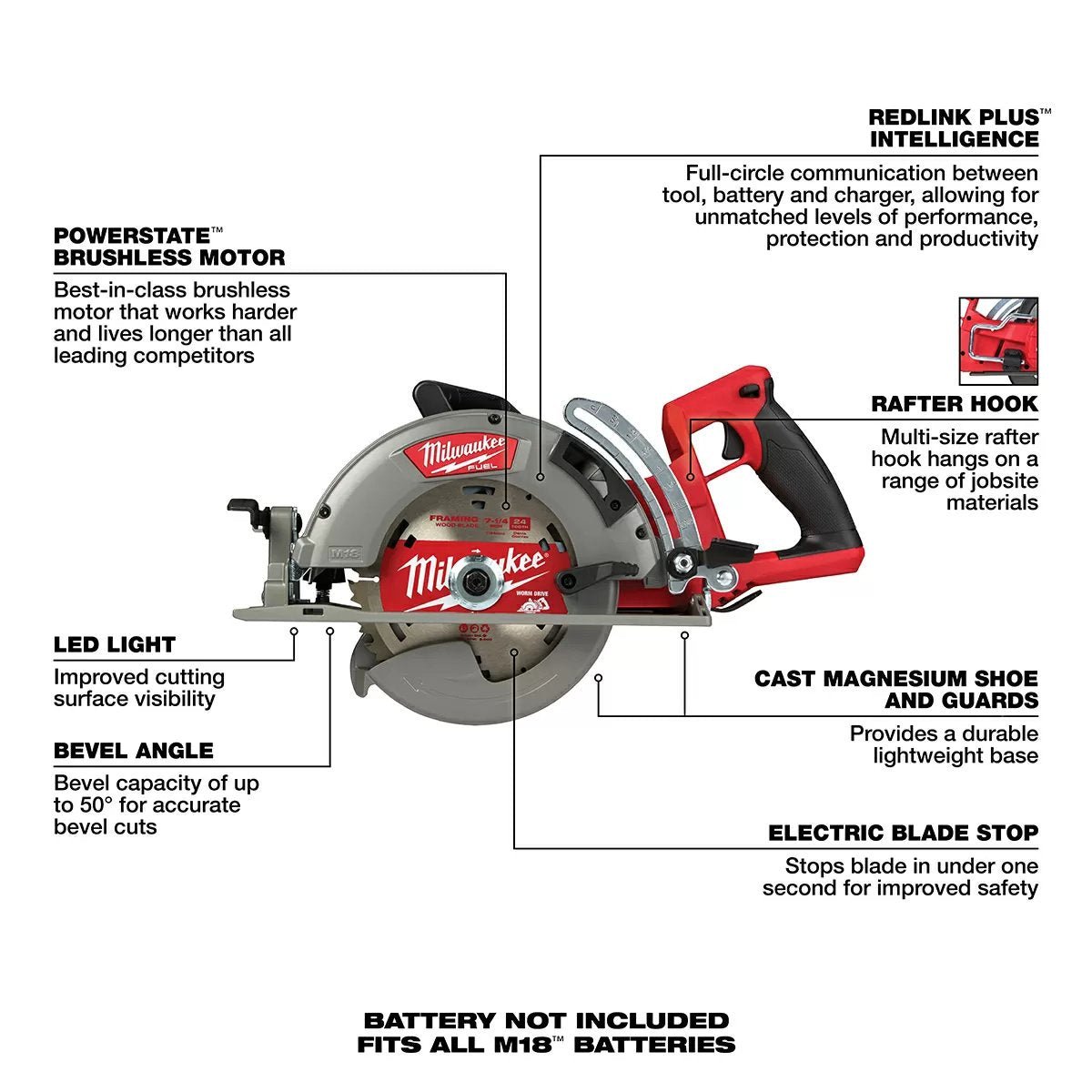 Milwaukee® Tool M18 FUEL™ Rear Handle Circular Saw - 7 1/4" Blade - QC Supply -