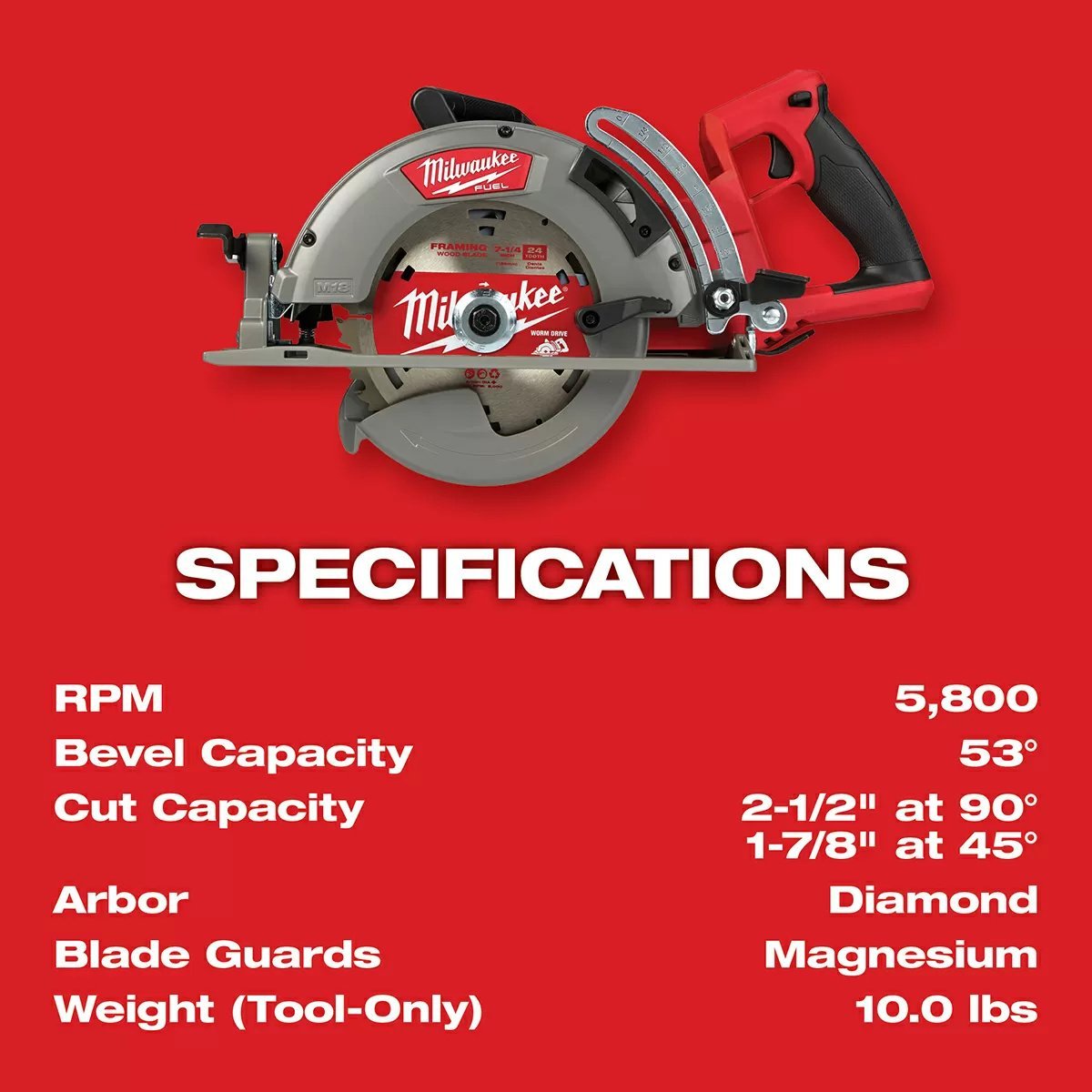Milwaukee® Tool M18 FUEL™ Rear Handle Circular Saw - 7 1/4" Blade - QC Supply -