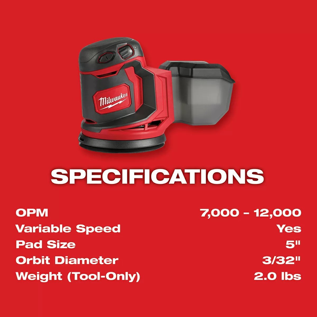 Milwaukee® Tool M18™ Random Orbit Sander - Tool ONLY - QC Supply -