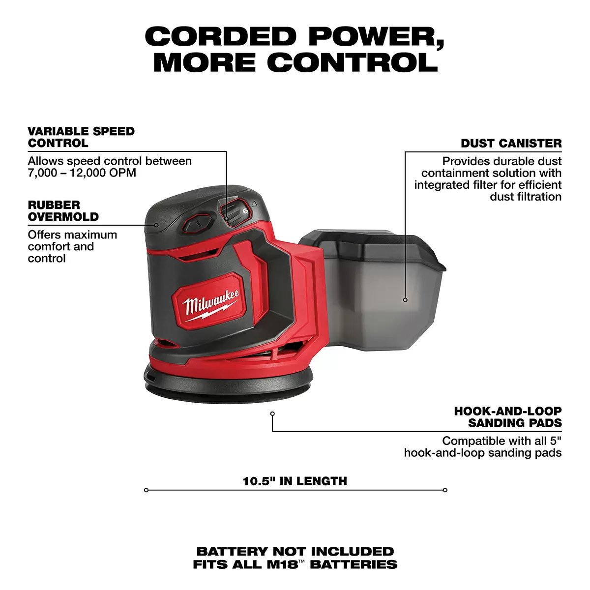 Milwaukee® Tool M18™ Random Orbit Sander - Tool ONLY - QC Supply -