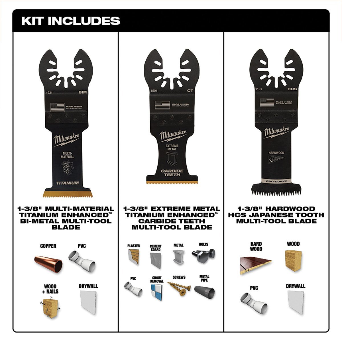 Milwaukee Tool OPEN - LOK™ All - Purpose Multi - Tool Blade Variety Pack - 3 Piece - QC Supply -