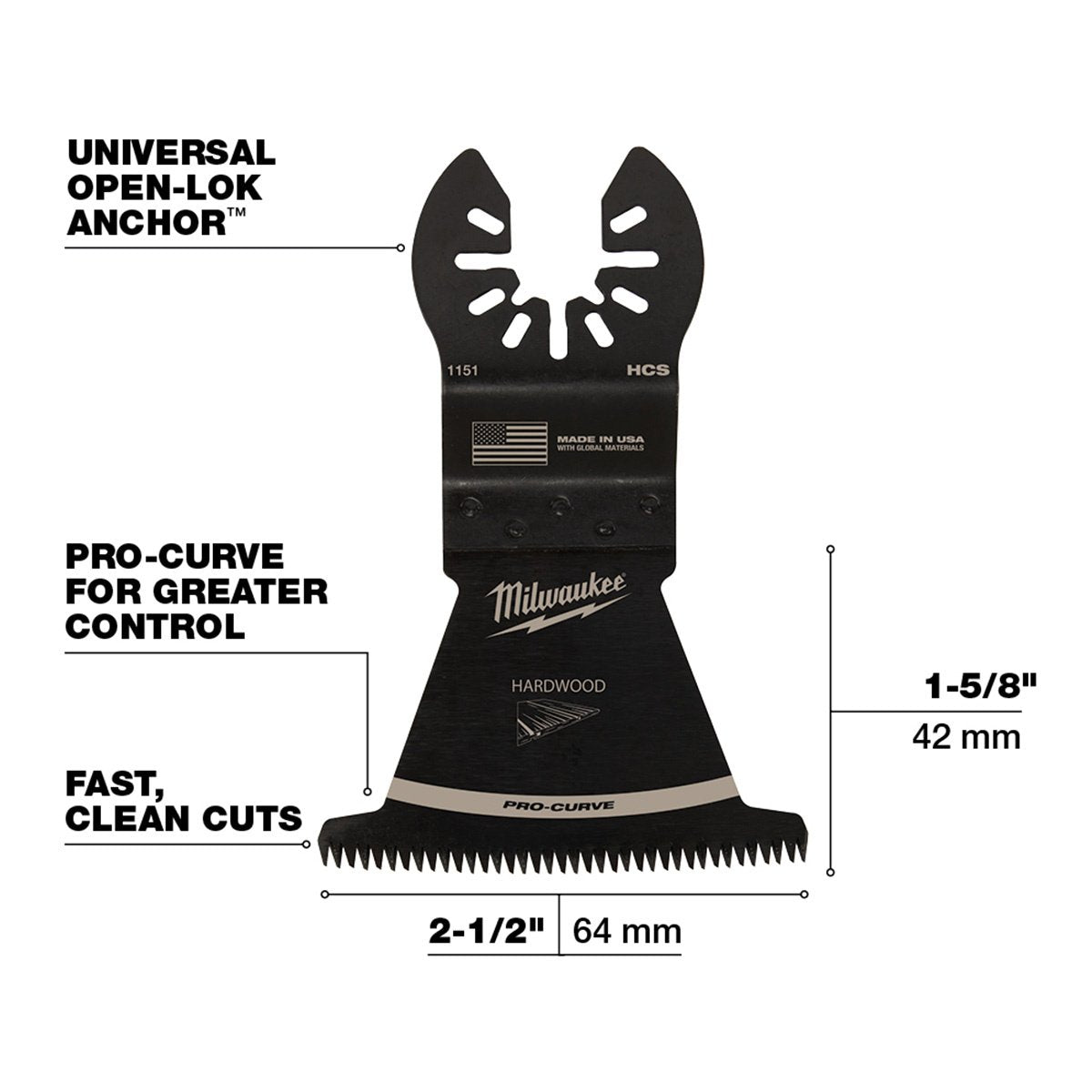Milwaukee Tool OPEN - LOK HCS Japanese Tooth Pro - Curve Hardwood Blade - 2 - 1/2" - QC Supply -