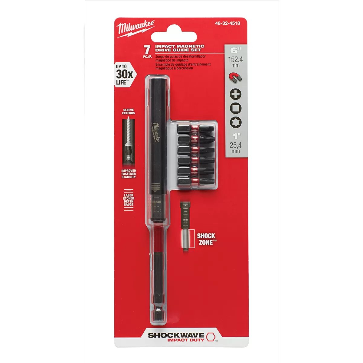 Milwaukee Tool Shockwave™ 6" Impact Magnetic Drive Guide Set - 7 Piece - QC Supply -