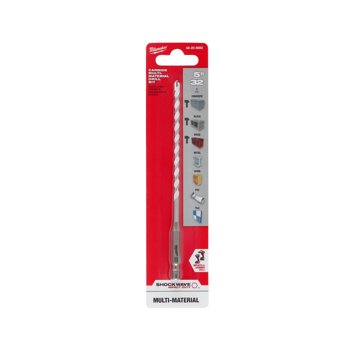 Milwaukee Tool Shockwave Carbide MultiMaterial Drill Bits 1/8"1/2" - QC Supply -