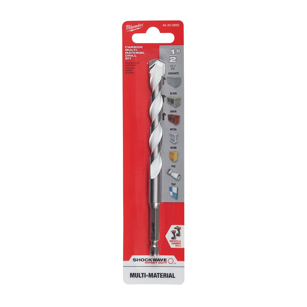 Milwaukee Tool Shockwave Carbide MultiMaterial Drill Bits 1/8"1/2" - QC Supply -