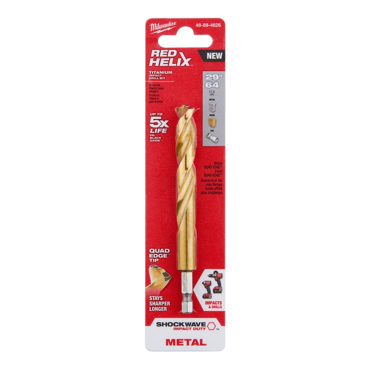 Milwaukee Tool Shockwave™ Red Helix™ Titanium Drill Bit 3/8" 1/2" - QC Supply -