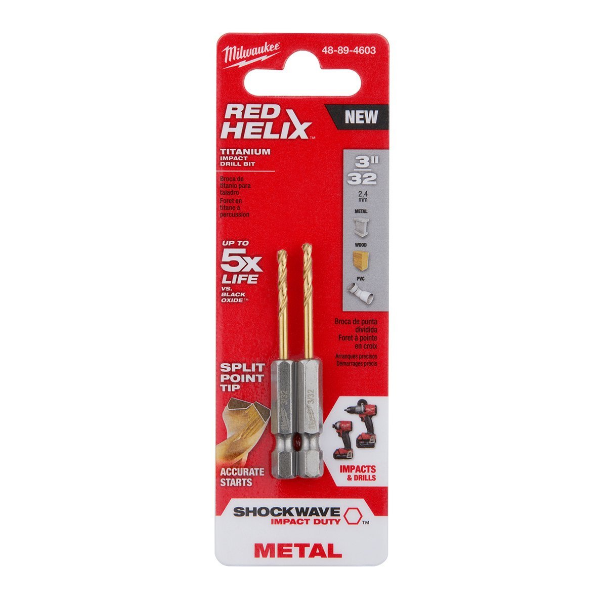 Milwaukee Tool Shockwave Red Helix Titanium Drill Bits 1/16"13/64" - QC Supply -