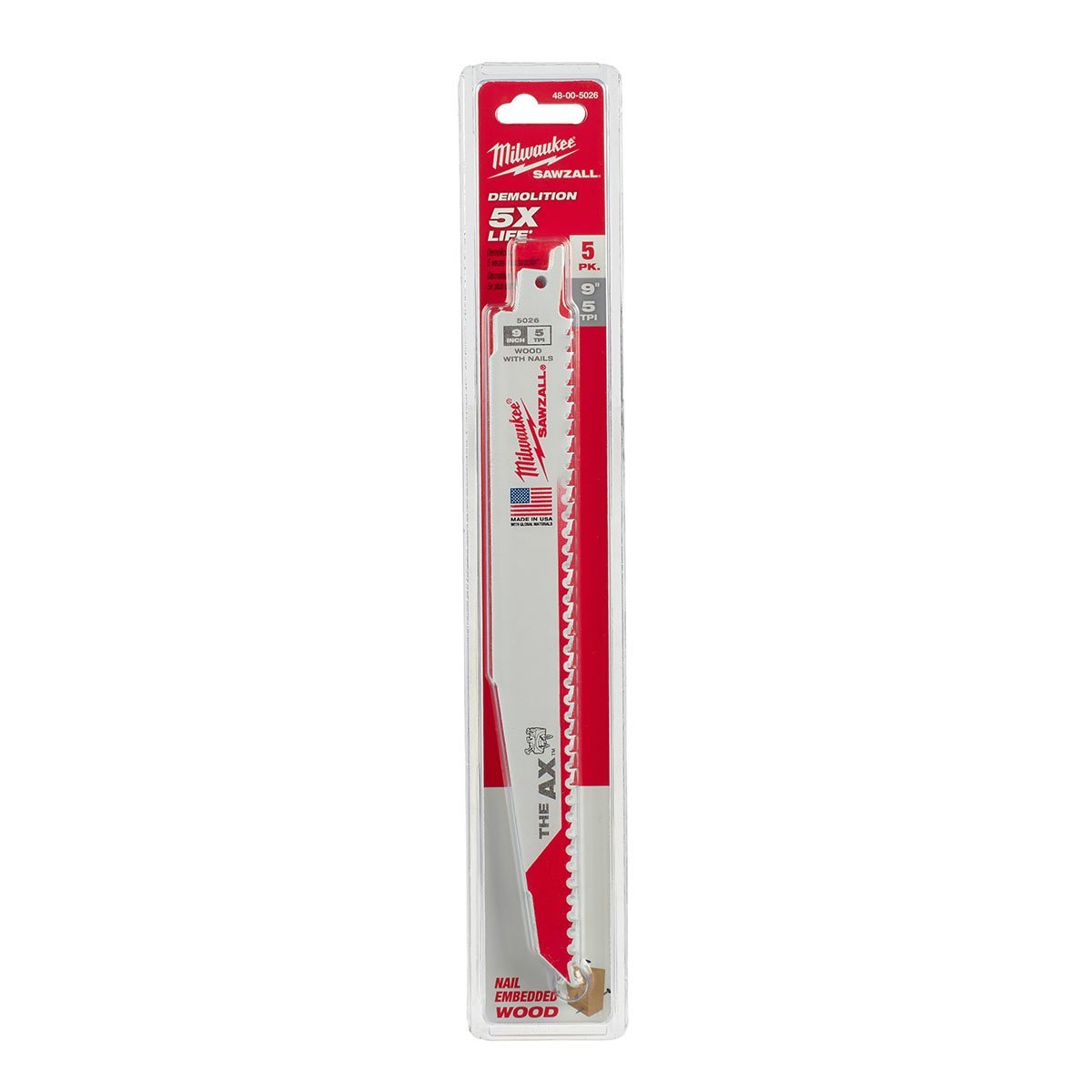 Milwaukee Tool The AX™ SAWZALL® Blade - 9" 5 TPI - 5Pk - QC Supply -
