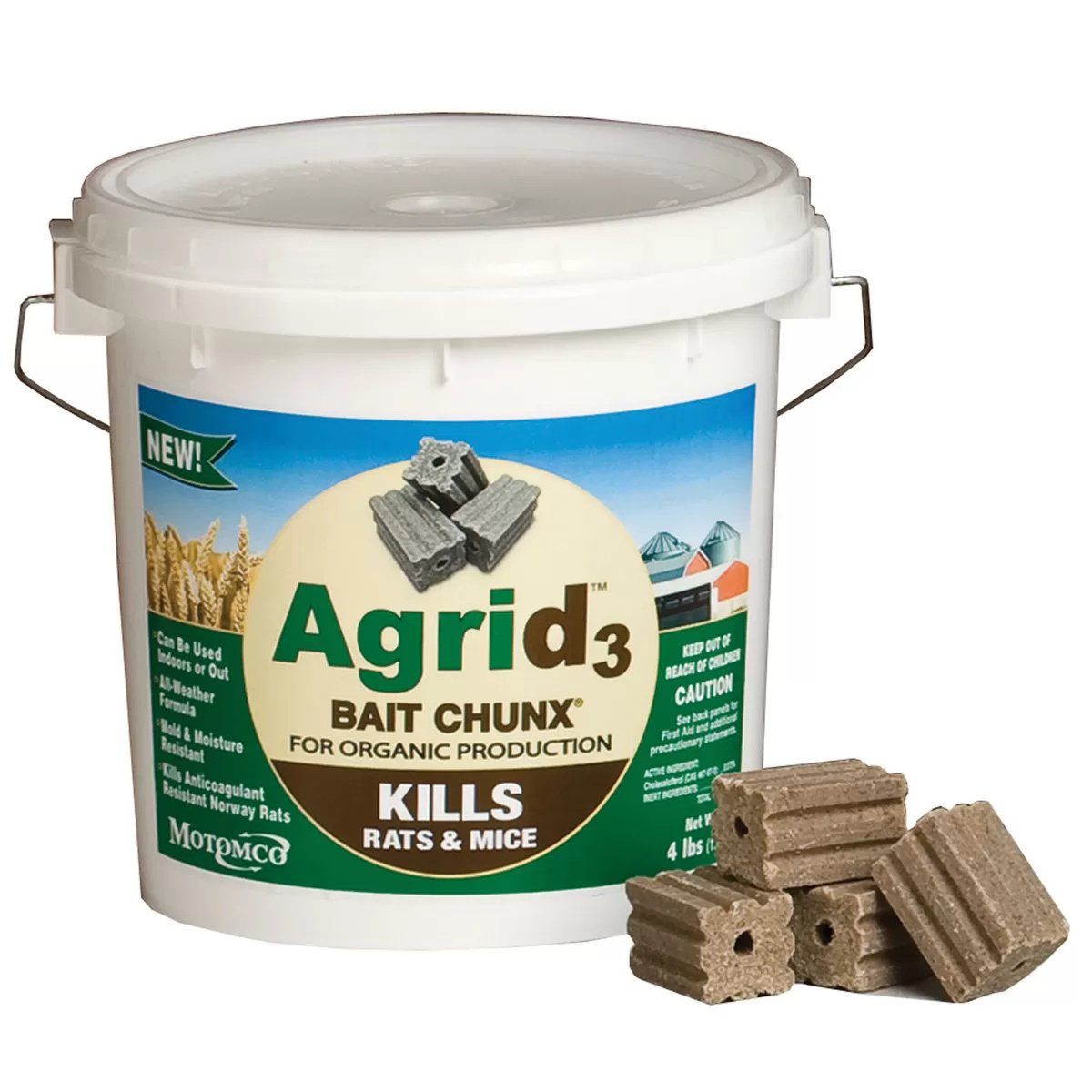 Motomco Agrid3™ Rat Bait Chunx® Bucket - 4 lbs. - QC Supply -