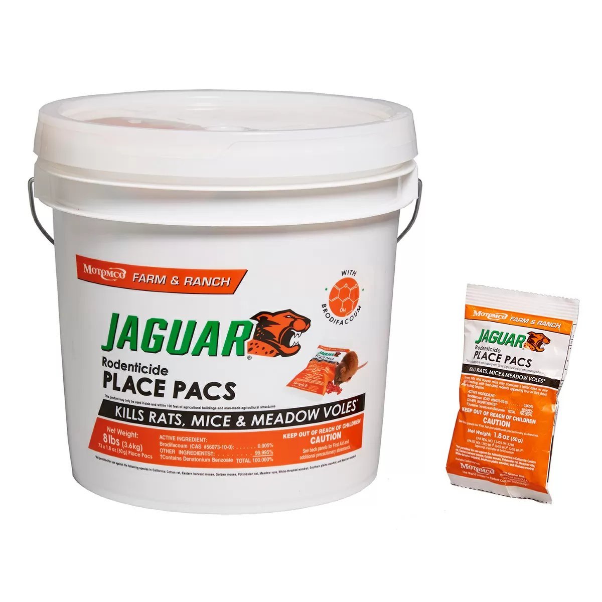 Motomco Jaguar® Rat Place Pacs Bait Bucket - 8 lbs. - QC Supply -