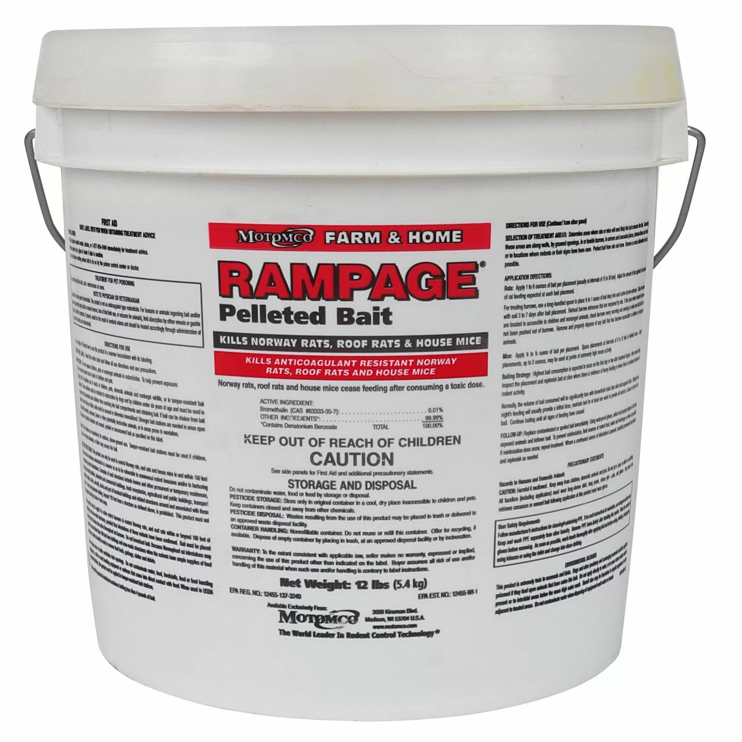 Motomco Rampage® Pellet Bait - 12 lb. Pail - QC Supply -