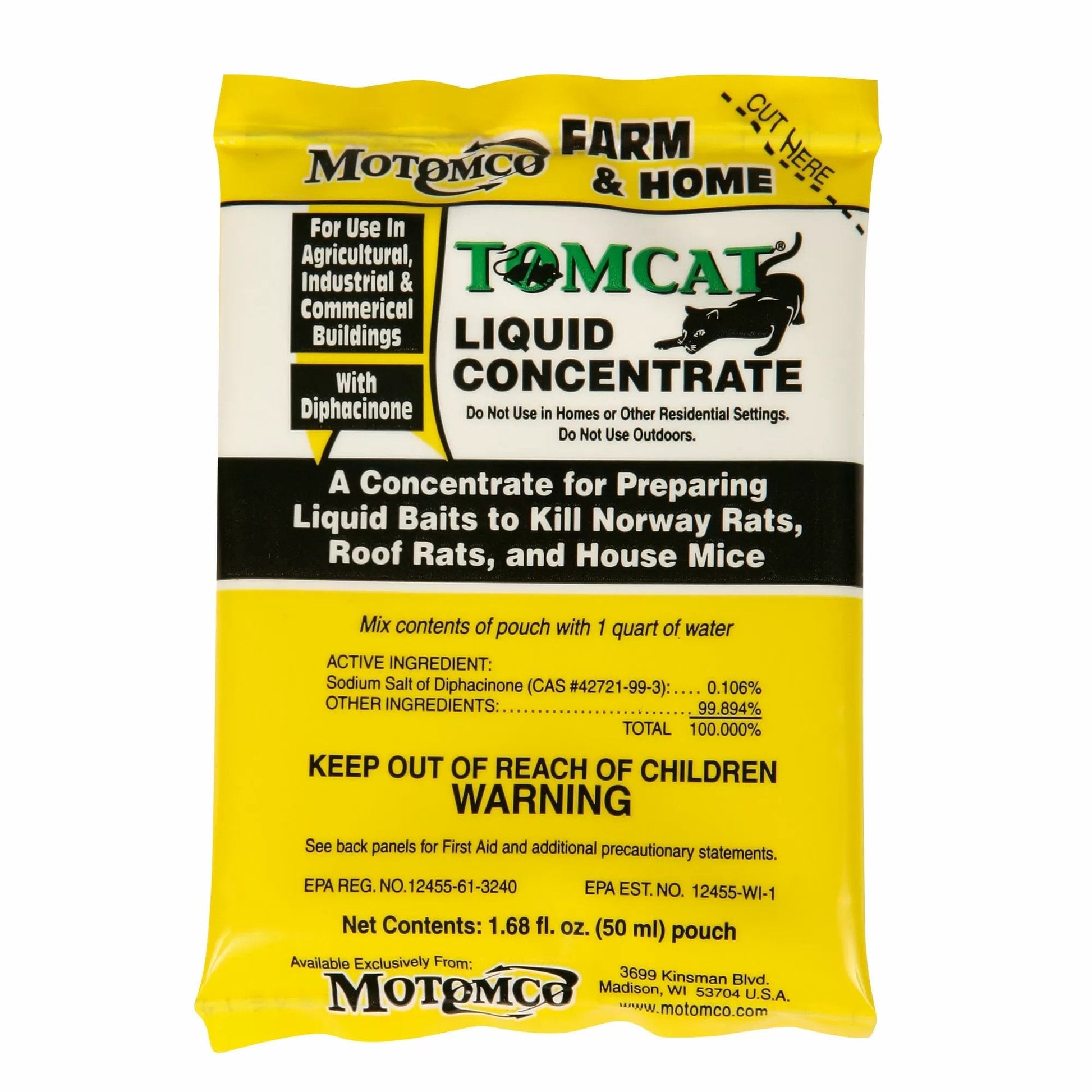 Motomco Tomcat® Liquid Concentrate Rat and Mouse Bait - Case of 50 Pouches - QC Supply -