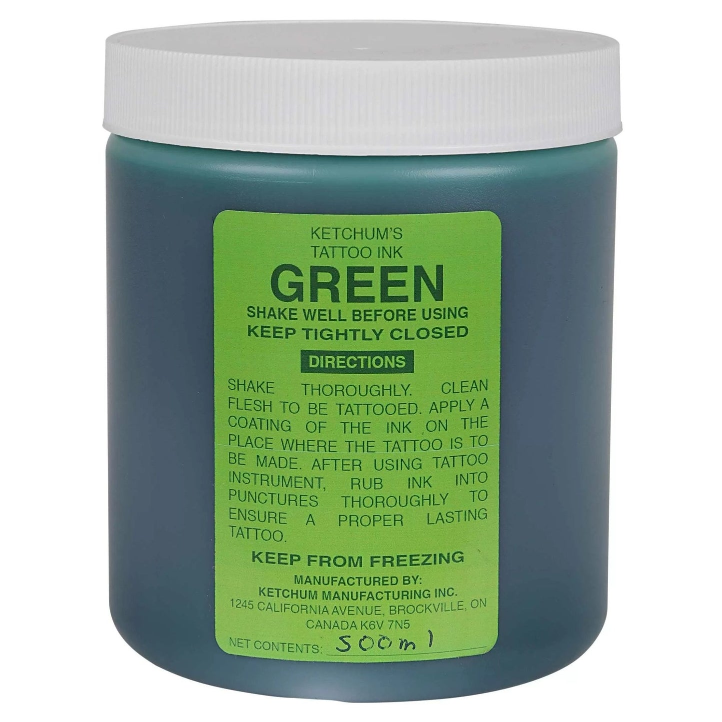 Permanent Green Tattoo Ink - 500 mL - QC Supply -